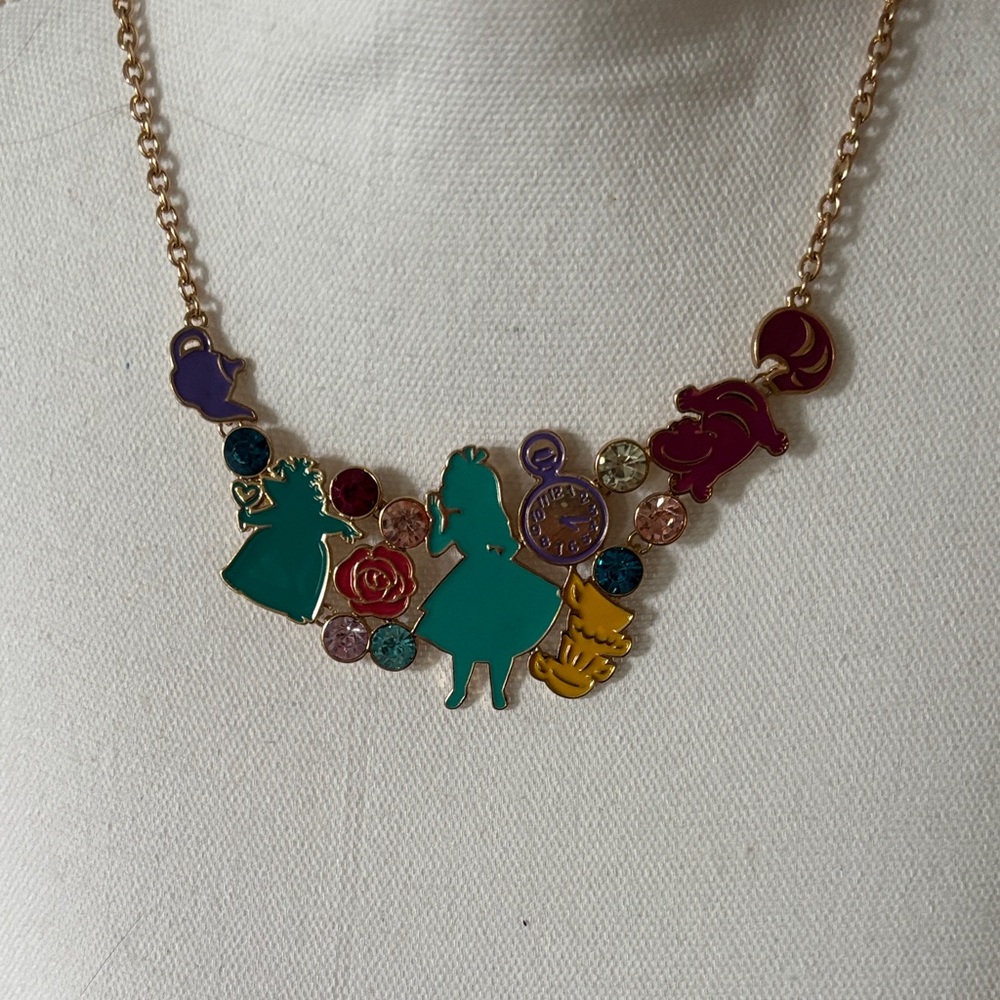 Alice in wonderland Colorful Enamel Charm Necklace